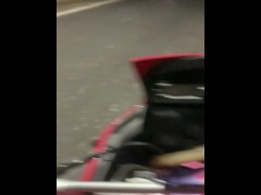 Big dick on the street at night with a biker