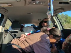 trying to keep it on the road while my hot wife blows me