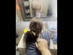 Fucked her over the bathroom sink