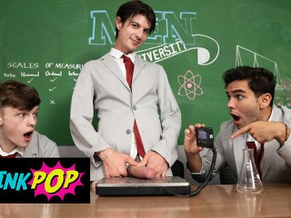 TWINKPOP - College Class Turns into a Dick-Measuring Contest and then a Hot Group Sex