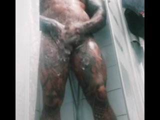 In the Shower with a Huge, Tattooed Bodybuilder. Porn Star Rob Diesel
