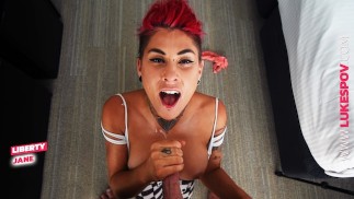 Big Tits Tattooed Babe Split Tongue Blowjob