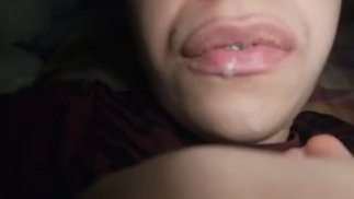 Saliva dripping from the pussy