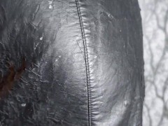 He pees on my leather skirt, fucks my pussy and cums on the skirt
