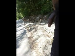 A Pissing Compilation! Peeing outdoors! Flopping my fat black cock for anyone to see!