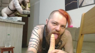 The best sloppy BJ you've ever seen done on a dildo! Long distance relationship has its perks...