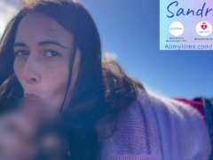 Balls sucking and blowjob next to wild horses and river