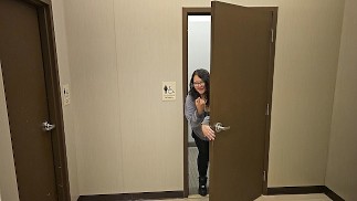 luring stepbrother away from stepmom while shoping to suck and fuck him in the bathroom