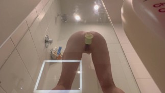 College Babe Rides a Large Dildo In The Shower