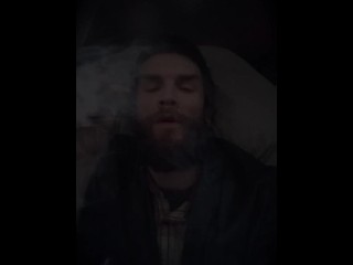 Cigar Smoking Wearing Leather Blazer Smoke