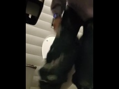 Phblic toilet fetiab Longhair brunette loves it ENJOY