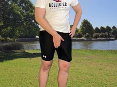 Monster cock guy goes jogging and has a huge cumshot