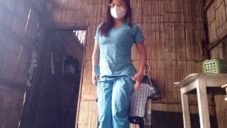 MATURE NURSE COMES FROM WORK AND STARTS TOUCHING HER VAGINA, THEN MOISTURIZES HER SKIN WITH CREAM