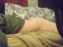 rubbing my big clit / man pussy on the couch