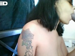 SUCKS A MANS DINGO HUGE COCK SUCK CUM  SHOT TITS