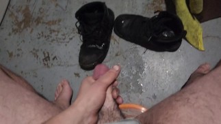 Absolutely soaking a pair of boots with my piss