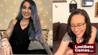 Playing a strip game together while being in different locations
