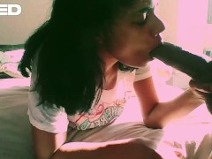 SKINNY MIDGET EBONY BROWN INDIAN INDIA BLOW JOB BBC SUCK AND SWALLOW