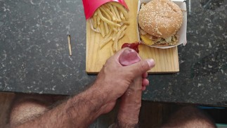 Smoking a joint, I jerked off and came on my McDonald's Big Mac