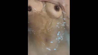 Slow Motion Rubbing My Hairy Pussy and Tiny Tits in the Bath!