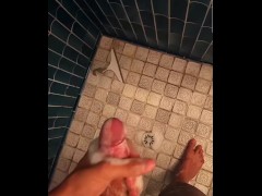 Cumshot in bathroom