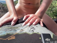 HUNT4K. Pretty brunette loves to ride bikes and huge cocks