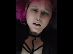 Pink haired goth girl cumming intensely