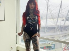 Body Suit Try On Tattooed Babe