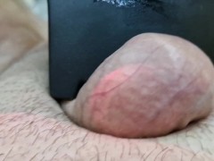 Femdom ballbusting. Dominatrix Nika kicks balls and tramples cock of her BDSM slave. CBT