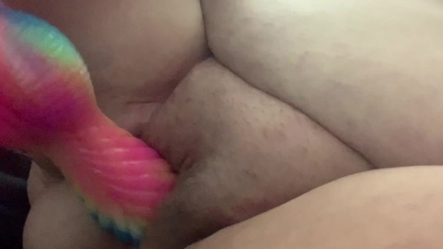 Pussy eating my dildo