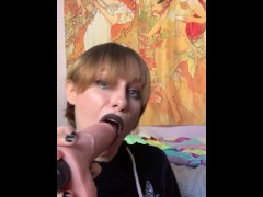 Short Hair Tomboy Gives Sloppy JOI Blowjob