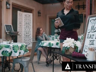 TRANSFIXED - Hot Waitress Emma Rose Rekindles With Old Bestie Leana Lovings During After Hour