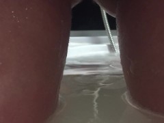Bath fingering.Wet virgin pink pussy and wet sounds.