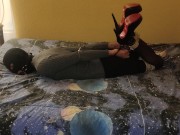 Selfbondage Hogcuffed vibed n orgasm denied