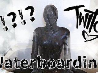 Rubber slave subjected to water torture💕