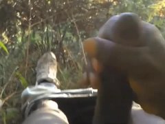 PUBLIC, JACKING OFF IN THE WOODS AND SHOOTING A HUGE CUM LOAD