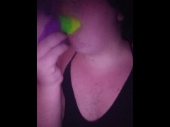 Ftm slut deepthroating 8" dildo