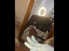 BBC nursing student oil stretching his cock for cum