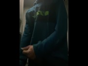 I'm jerking off in the train toilet, they almost caught me, a tot of cum