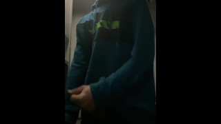 I'm jerking off in the train toilet, they almost caught me, a tot of cum