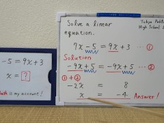 Linear equation 7x-5=9x+3.[JapanMath](lesbian)