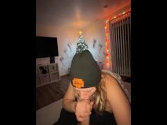Holiday Blowjob POV and Frosted Tits!