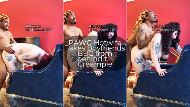 PAWG Hotwife принимает большой черный член парня сзади до кримпая