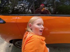 Slutty waitress, towed after her shift and fucked 3-hole!