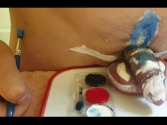 Body art, pussy drawing, painting dick