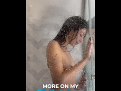 A girl sexy dances in the shower, showing off her BIG ASS and TITS
