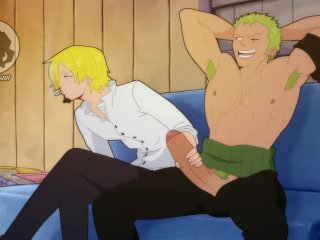 Zoro and Sanji fucking on their free time (One Piece)[Gay Anime Hentai]