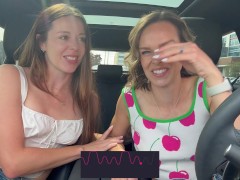 Nadia Foxx & Serenity Cox using Lush remote controlled vibrators in public drive thru & cumming hard - Screenshot 10 of 16 - Remote Toy Public