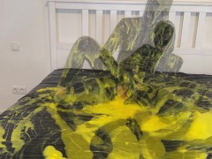 Latex fuck in slime/gunge trailer