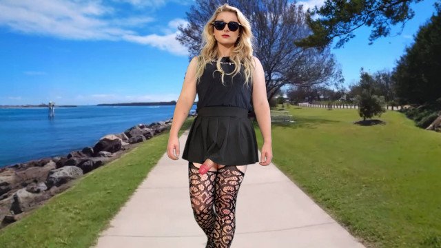 Monster cock shemale in mini skirt public flashing